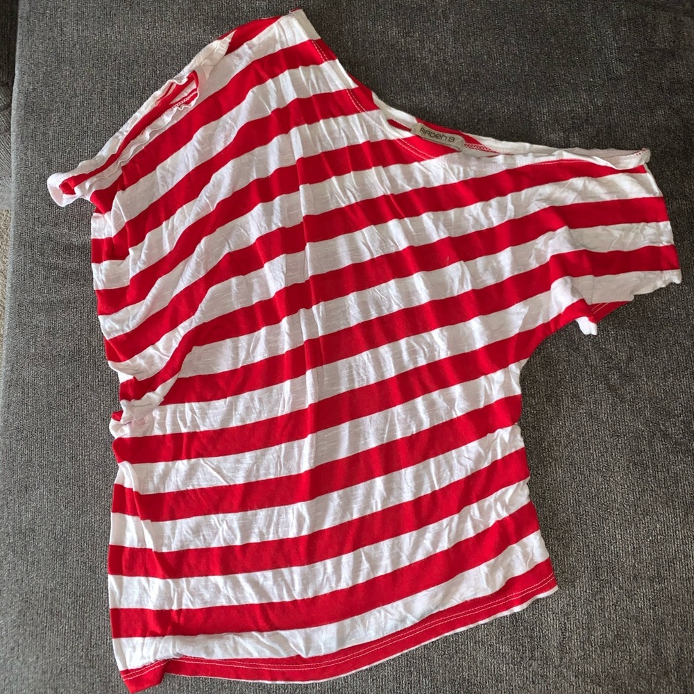 Arden B - Off the Shoulder Striped Tee - S